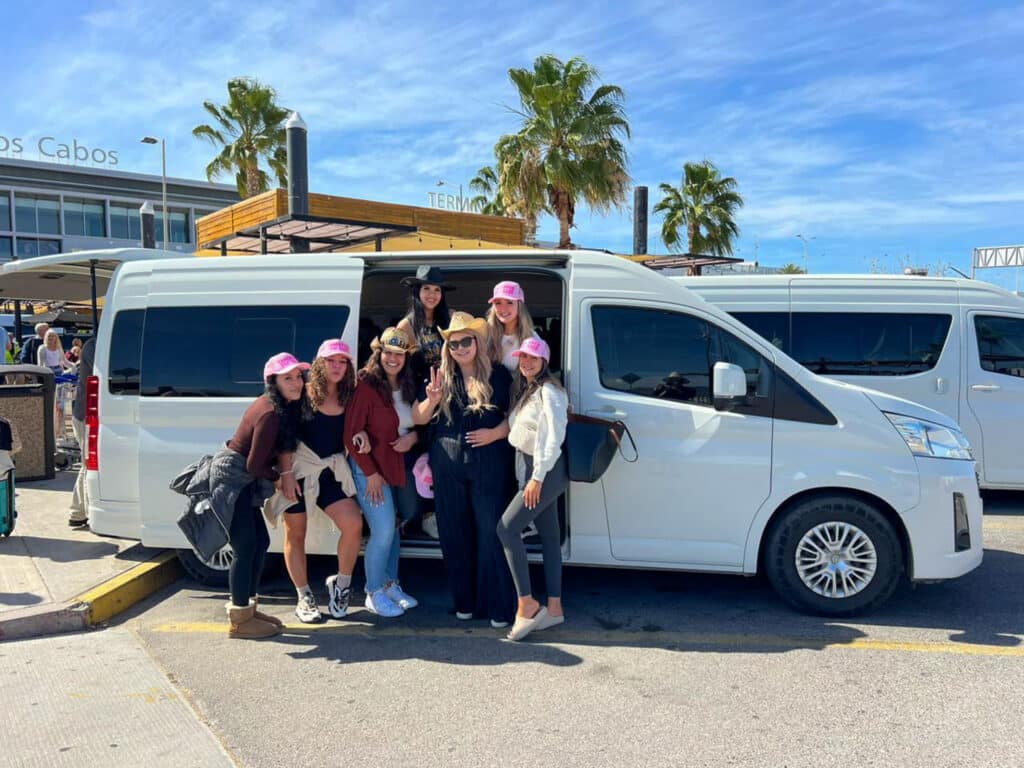 Bachelorette Party Girls Riding Cabo Shuttle Services Company Van